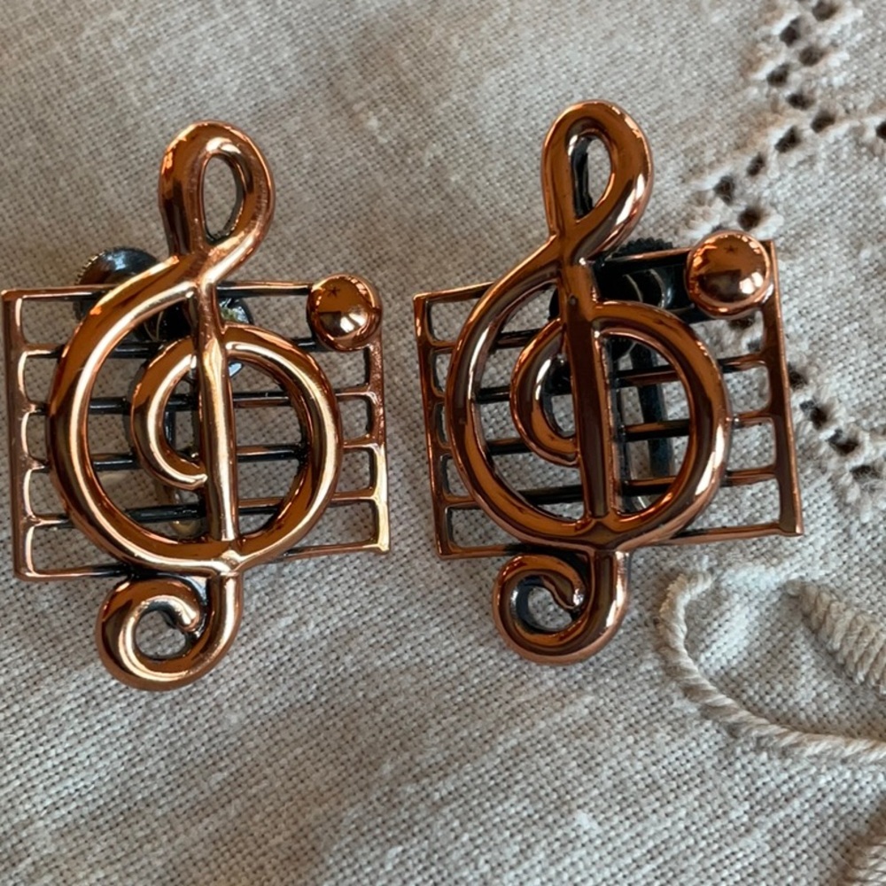 Vintage “G Clef” Renoir Copper Earrings